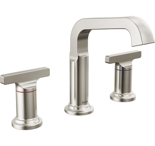 Tetra 3-Hole Widespread Bathroom Faucet, 2-Handle Bathroom Sink Faucet with Drain Assembly in Lumicoat Stainless