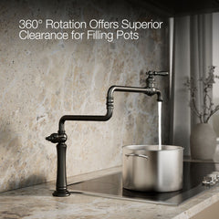 Kohler Artifacts Single-Hole Deck-Mount Pot Filler with Extended Spout in Matte Black | product photo