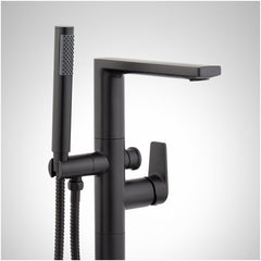 Berwyn Freestanding Tub Faucet with Hand Shower and Rough-In Valve - Matte Black | product photo