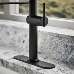 Kohler Crue Single Handle Semi-Professional Pre-Rinse Kitchen Faucet with Three-Function Pull Down Sprayer | detail photo