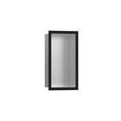 XtraStoris Individual Wall Niche Brushed Stainless Steel with Design Frame 15.38" x 9.5" x 4" in Matte Black