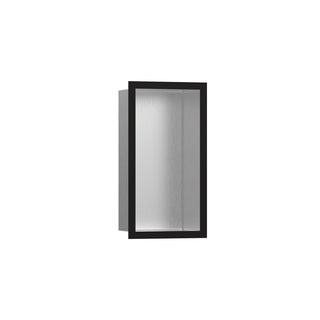 XtraStoris Individual Wall Niche Brushed Stainless Steel with Design Frame 15.38" x 9.5" x 4" in Matte Black
