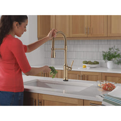 Renaldi Touchless Pull-Down Kitchen Faucet with Touch Technology in Lumicoat Champagne Bronze | product photo