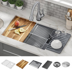 Lorelai Workstation Kitchen Sink Undermount Stainless Steel Single Bowl with WorkFlow™ Ledge | product photo