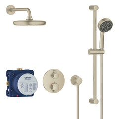 Grohtherm® Thermostatic Complete Shower System with Rough-in Valve in Brushed Nickel Infinity | product photo