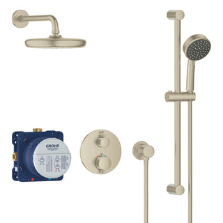 Grohtherm® Thermostatic Complete Shower System with Rough-in Valve in Brushed Nickel Infinity