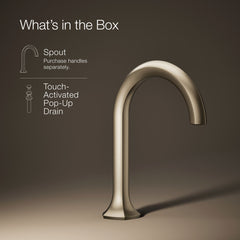 Kohler Occasion Sink Spout with Cane Design Single Hole Bathroom Faucet with Drain Assembly in Vibrant Brushed Bronze | product photo