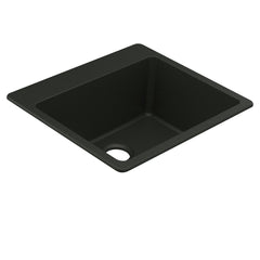 Host 25-inch Granite Dual Mount Single Bowl Sink in Black | product photo