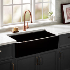 Grigham 34" L Farmhouse / Apron Kitchen Sink in Gloss Black | product photo