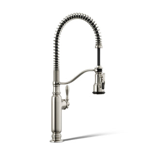 Tournant Single Handle Semi-Professional Pre-Rinse Kitchen Faucet with Three-Function Pull Down Sprayer in Vibrant Polished Nickel