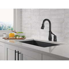 Leland Black Bar Sink Faucet with Pull Down Sprayer | product photo