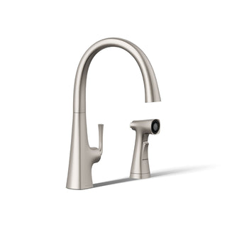 Graze Kitchen Sink Swing Spout Faucet With Sidespray in Vibrant Stainless