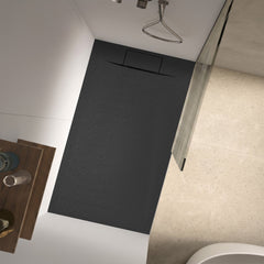 59 in x 32 in Curbless Shower Base with Reversible Drain in Black