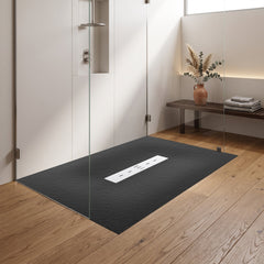 59 in x 35 in Barrier-Free Shower Base with Center Drain in Black
