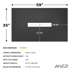 59 in x 35 in Barrier-Free Shower Base with Center Drain in Black