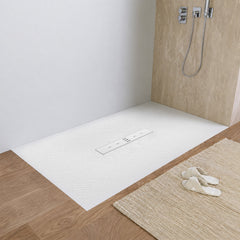 59 in x 35 in Barrier-Free Shower Base with Center Drain in White