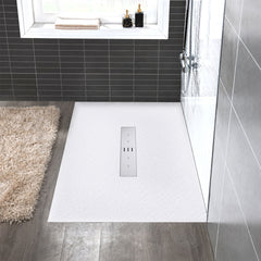 59 in x 35 in Barrier-Free Shower Base with Center Drain in White