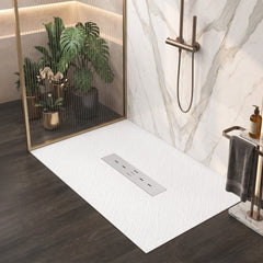 59 in x 35 in Barrier-Free Shower Base with Center Drain in White