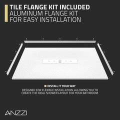 59 in x 35 in Barrier-Free Shower Base with Center Drain in White