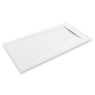 59 in. x 35 in. Curbless Shower Base in White with Reversible Drain