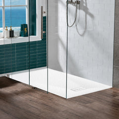 59 x 32 in Curbless Shower Base with Reversible Drain in White