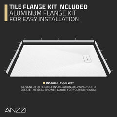 59 x 32 in Curbless Shower Base with Reversible Drain in White