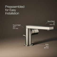 Kohler Single-Handle Bathroom Faucet in Vibrant Brushed Nickel | product photo