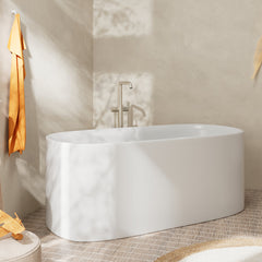 Tecturis S Freestanding Tub Filler with 1.75 GPM Handshower in Brushed Nickel | product photo