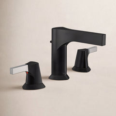 Zura Widespread Faucet with Drain Assembly in Chrome/Black | product photo