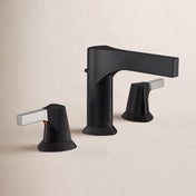 Zura Widespread Faucet with Drain Assembly in Chrome/Black
