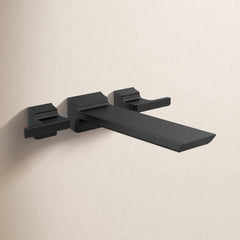 Pivotal Double Handle Wall Mounted Tub Filler Trim in Matte Black | product photo