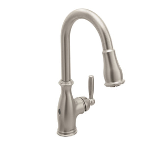 Brantford Pull Down Touchless Single Handle Kitchen Faucet with MotionSense Wave and Power Clean Spray in Stainless Silver