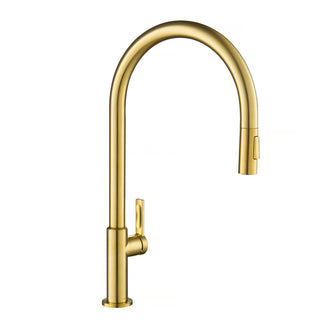 Oletto Single Handle Pull-Down Kitchen Faucet in Brushed Brass