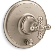 Artifacts Rite-Temp Valve Trim with Diverter and Cross Handle in Vibrant Brushed Bronze