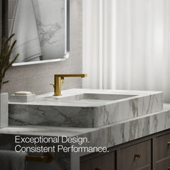 Kohler Composed Single-Handle Bathroom Faucet with Drain Assembly in Vibrant Brushed Moderne Brass | product photo