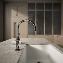 Artifacts Single-Hole Kitchen Faucet with Swing Spout, Arc Spout Design in Vibrant Titanium | product photo