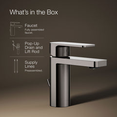 Kohler Parallel Single Hole Bathroom Faucet with Drain Assembly in Vibrant Titanium | product photo
