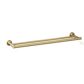 Purist Double 24" Wall Mounted Towel Bar in Vibrant Brushed Moderne Brass