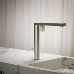 Kohler Composed Single Hole Bathroom Faucet with Drain Assembly in Vibrant Brushed Nickel | product photo