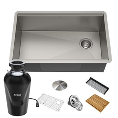 Kore 30" L x 19" W Drop-in Kitchen Sink with Garbage Disposal in Satin | product photo