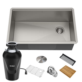 Kore 30" L x 19" W Drop-in Kitchen Sink with Garbage Disposal in Satin
