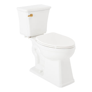 Benbrook 1.28 GPF Two Piece Elongated Toilet in White/Brushed Gold