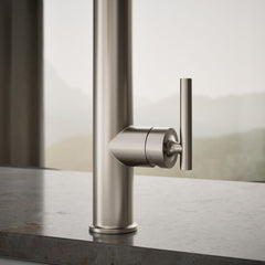 Kohler Purist Single Handle Semi-Professional Pre-Rinse Kitchen Faucet with Pull Down Sprayer | detail photo