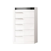 6-Drawer Chest, Poplar Wood and MDF, Glossy Black and White