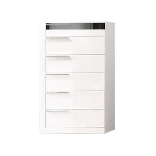 6-Drawer Chest, Poplar Wood and MDF, Glossy Black and White
