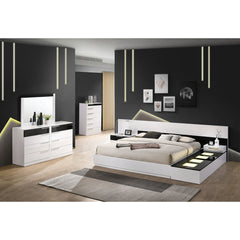6-Drawer Chest, Poplar Wood and MDF, Glossy Black and White