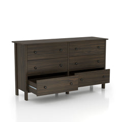6-Drawer Double Dresser, Solid and Engineered Wood, Metal Handles