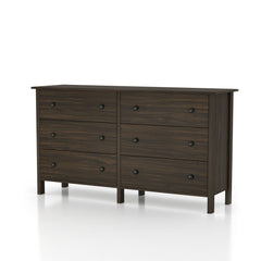 6-Drawer Double Dresser, Solid and Engineered Wood, Metal Handles