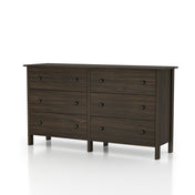 6-Drawer Double Dresser, Solid and Engineered Wood, Metal Handles