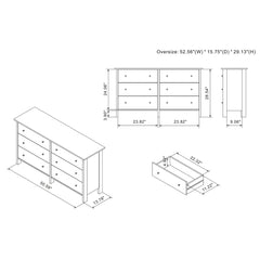 6-Drawer Double Dresser, Solid and Engineered Wood, Metal Handles